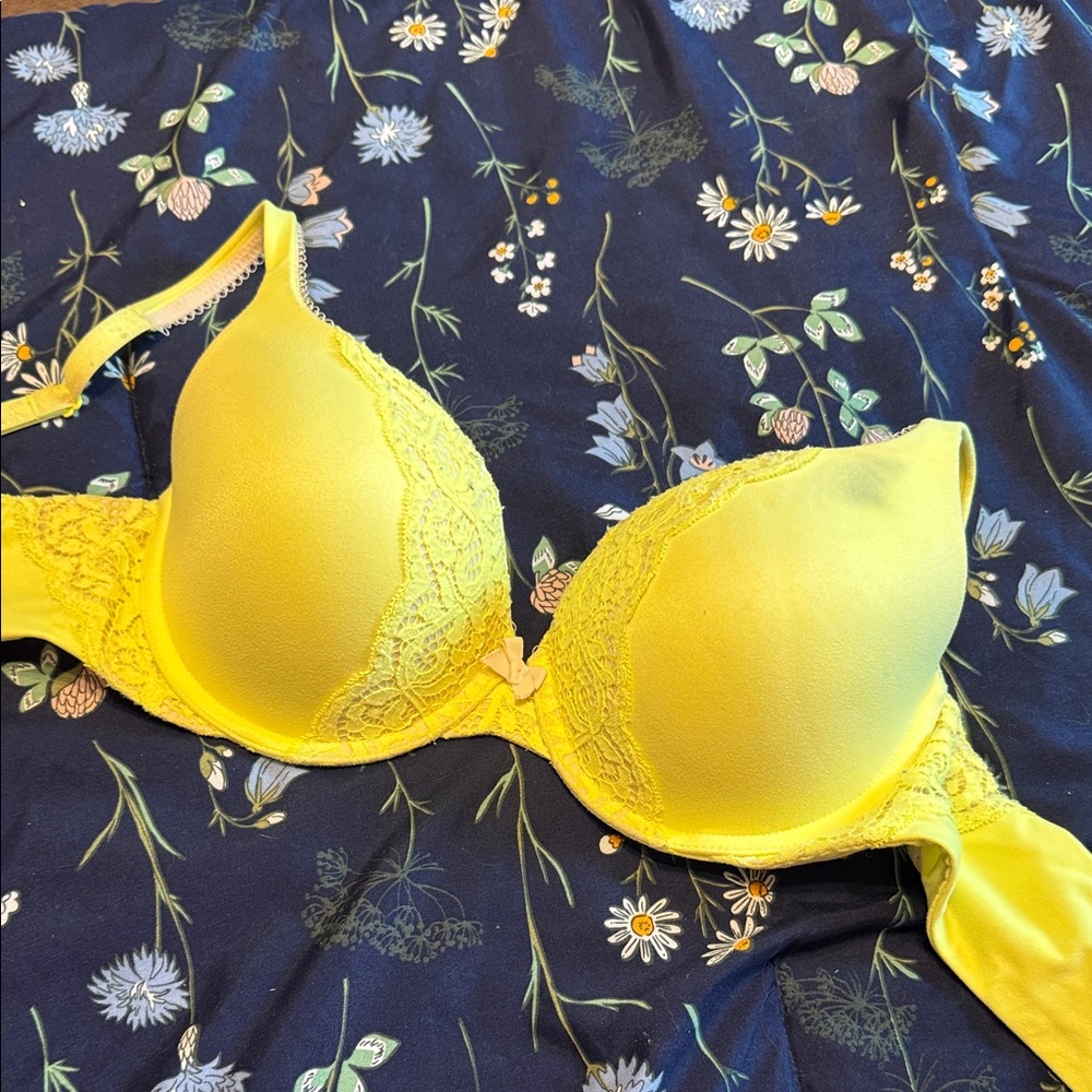 Yellow Lace Women's Bra